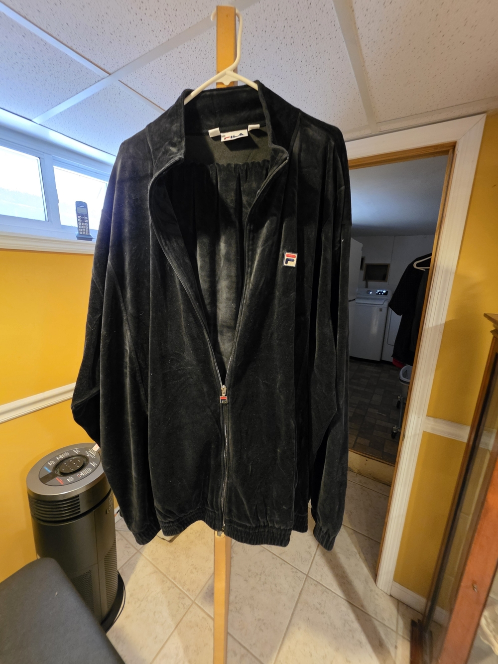 Fila Black Velour Full-Zip Track Jacket